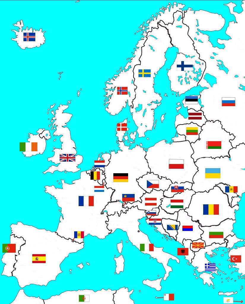 Europakarte Mit Flaggen